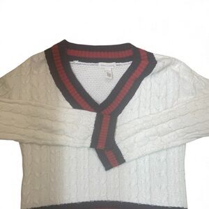TILT White Sweater with Red and Black Trim